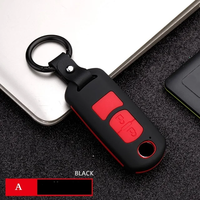 2Button black Углеродное волокно, АБС-пластик, Автомобильный Дистанционный ключ чехол Fob чехол для Mazda 2 3 6 Atenza Axela CX-5 CX5 CX 5 CX-7 CX-9 Smart - Название цвета: 2Button black