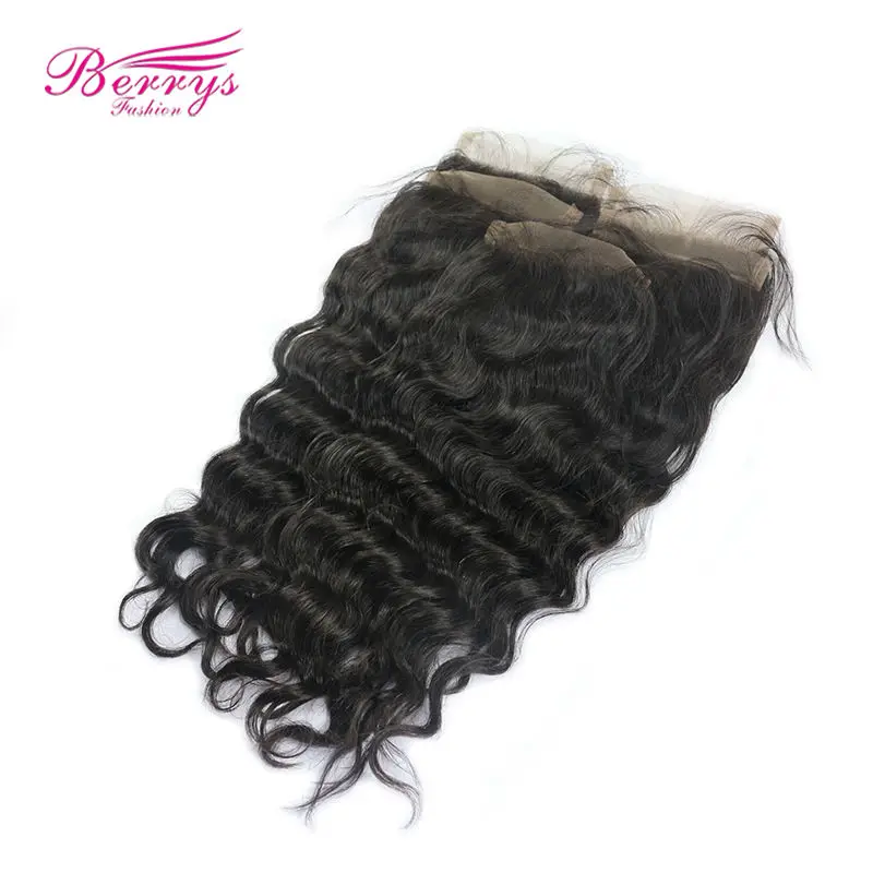 [Berrys Fashion] перуанские Виргинские волосы свободная волна Кружева Закрытие 4*4 человеческие волосы свободная часть Отбеленный узел закрытие натуральный цвет