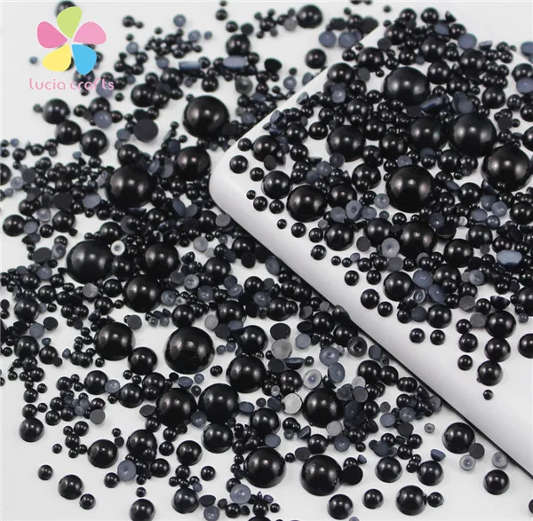 C3 Black Lucia crafts 1000 шт 50 г микс 2-10 мм ABS искусственный жемчуг полукруглый плоский с оборота жемчуг Смола DIY украшения F0208 - Цвет: C3 Black