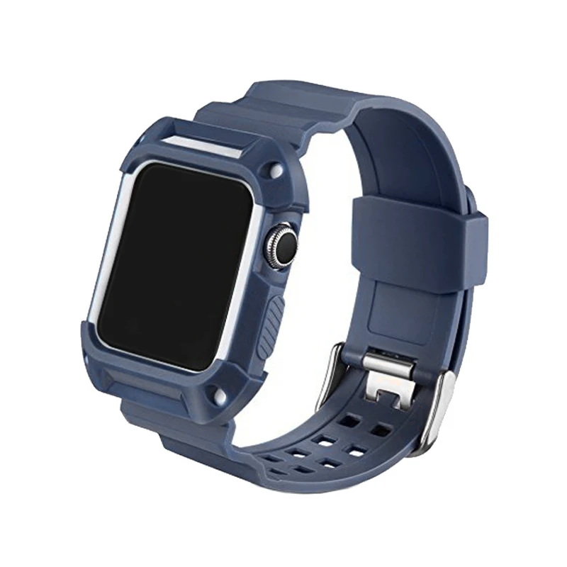 Хохлатая спортивный ремешок для Apple Watch 3 42 мм/38 мм для iwatch 3/2/1 запястье браслет резиновый ремешок для часов с защитный чехол