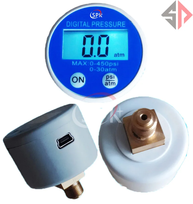 450 Psi G1/8 Манометр со встроенной батареей RS232 USB 5 в постоянного тока цифровой