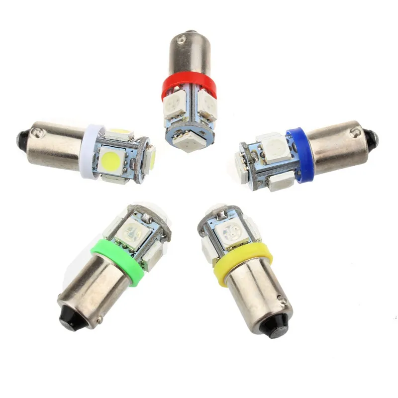 

Leites 100PCS BA9S 5050 5SMD 1.2W 6500K 70LM 12V Instrument Lamp Automotive LED License Plate Lights 2v Led Bayonet bulbs