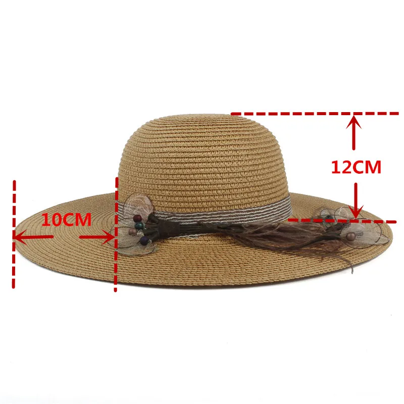 Летняя женская пляжная шляпа от солнца с мягкими полями панама широкими размер