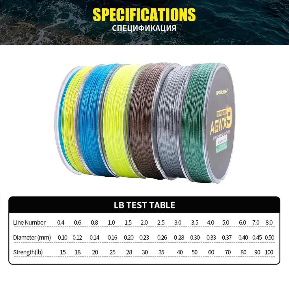 ANGRYFISH рыболовная леска Diominate X9 PE 9 прядей плетеная 300 м/327yds супер сильная 15LB-100LB