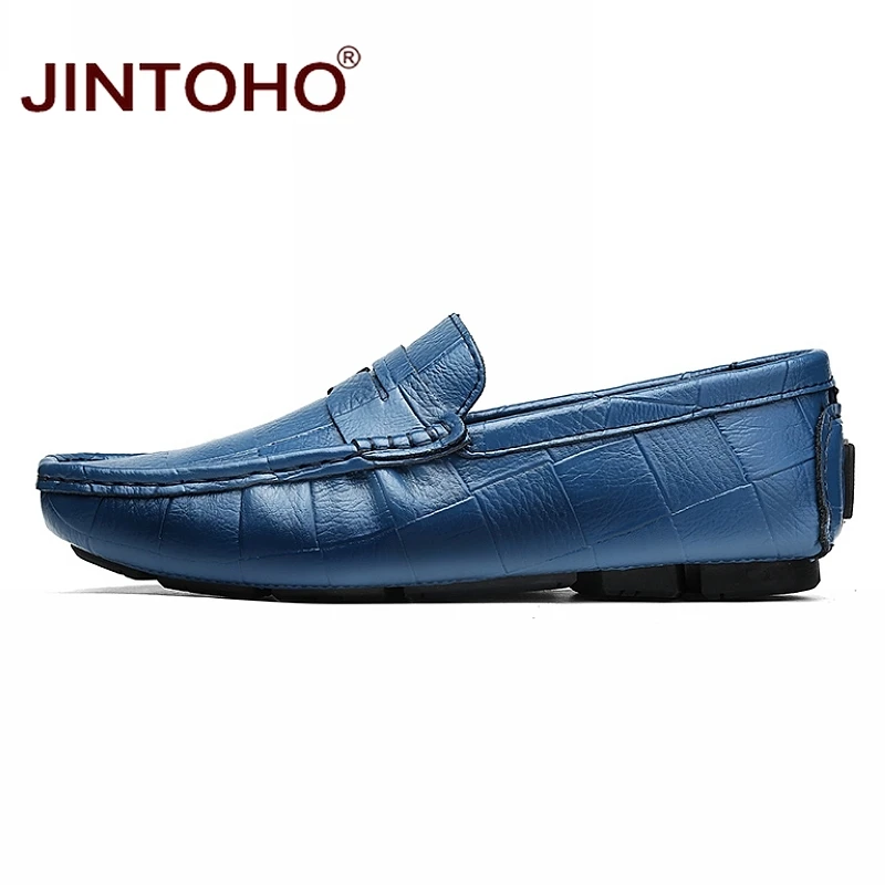 Туфли JINTOHO мужские из натуральной кожи Повседневная модная обувь без застежки