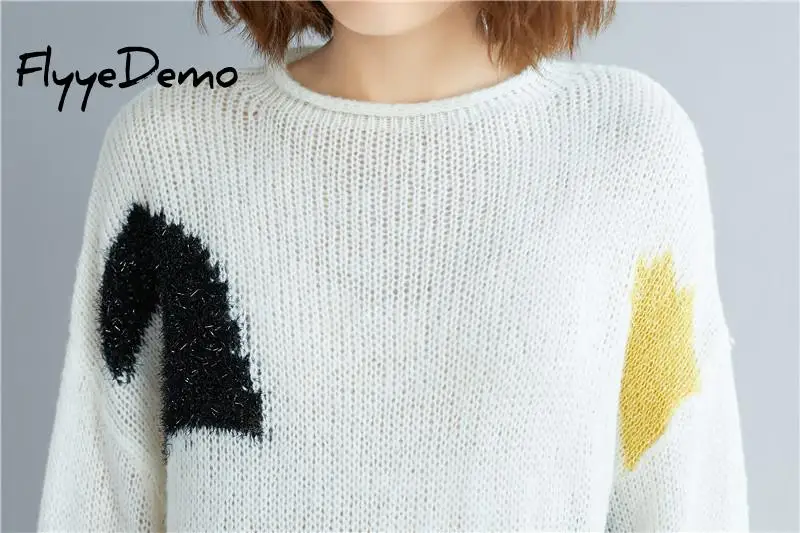 Contrast Color Autumn Sweater Women 2018 Long Sleeve Jumper Loose And Pullover Knitted Female Pull Femme | Женская одежда