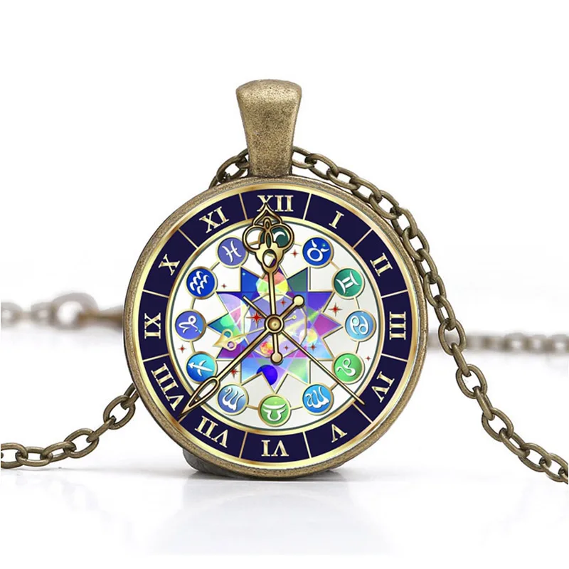 Ожерелье с 12 знаками Зодиака винтажные звезды гороскоп ведьмахство стеклянные