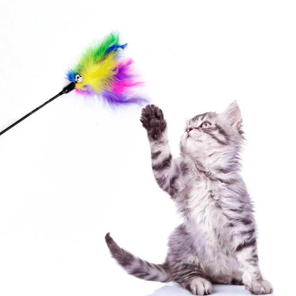 Забавная забавная игрушка котенка кошки-пера красочная Интерактивная