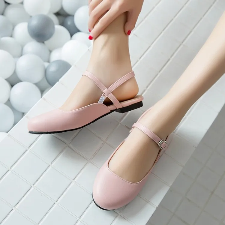 Сандалии женские на плоской подошве босоножки с пряжкой одно слово и головкой