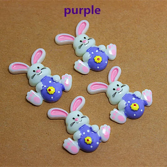 purple 10pcs 10 шт. 27* мм 31 мм смешанные цвета милый Пасхальный кролик каучуковый кабошон с плоским основанием для DIY Craft Скрапбукинг - Цвет: purple 10pcs