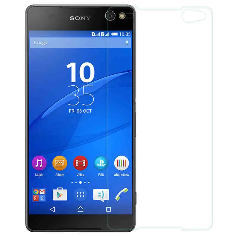2 piezas para vidrio Sony Xperia C5 Protector de pantalla de vidrio templado para Sony xperia C5 vidrio Anti-rasgu&ntilde;o pel&iacute;cula de tel&eacute;fono para Sony C5-0
