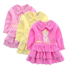 Детское велюровое платье с длинным рукавом, 3 шт.лот