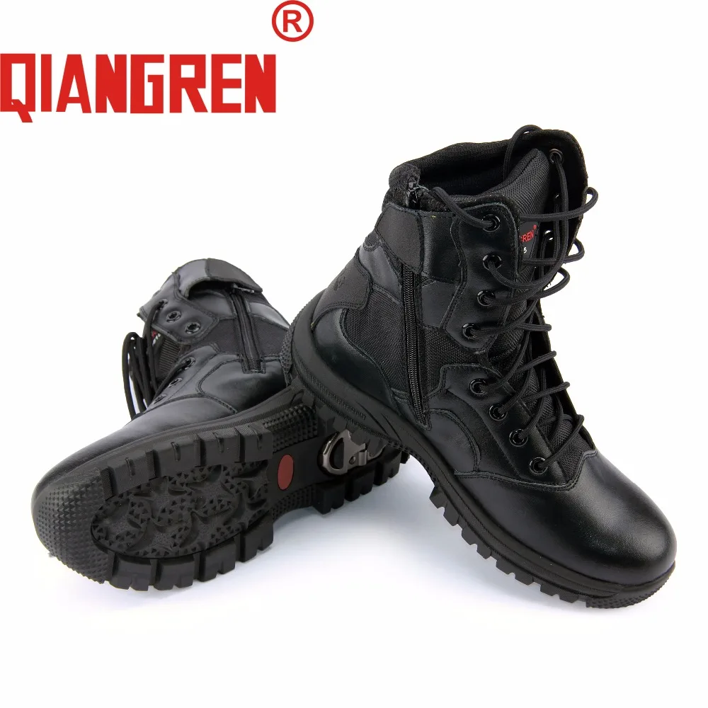 QIANGREN Military Brand Men's Spring Autumn Genuine Cow Leather Mush Rubber Tactical Boots Outdoors Anti-ski Army Botas Militar |