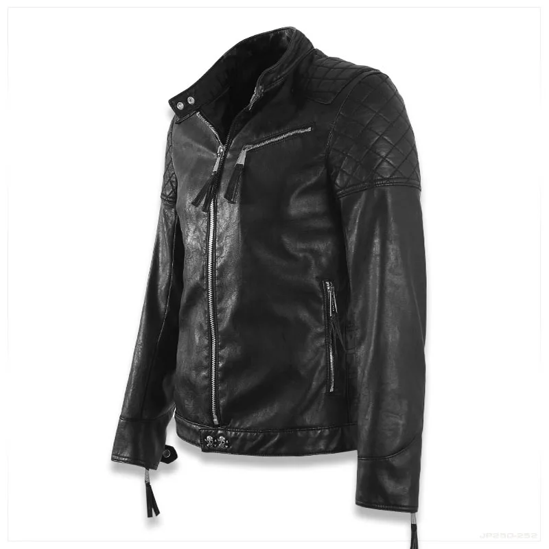 Мужские кожаные куртки мотоциклетная кожаная куртка Повседневная мода|men brand leather