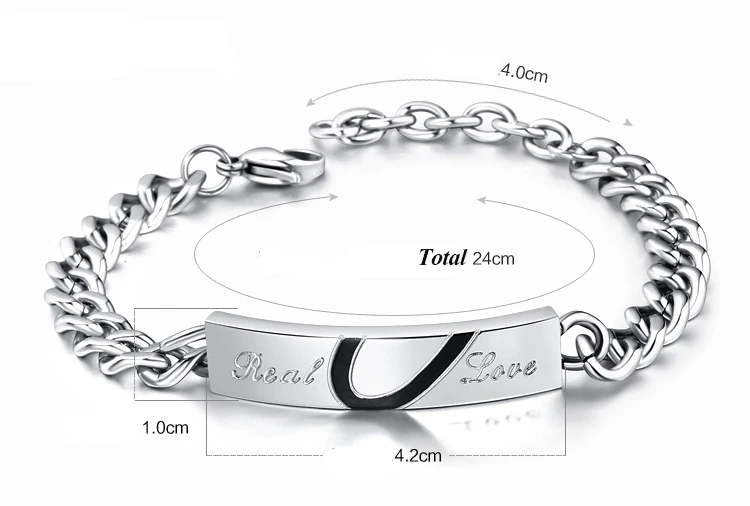 Парные браслеты из нержавеющей стали 316L для мужчин и женщин ювелирные изделия с