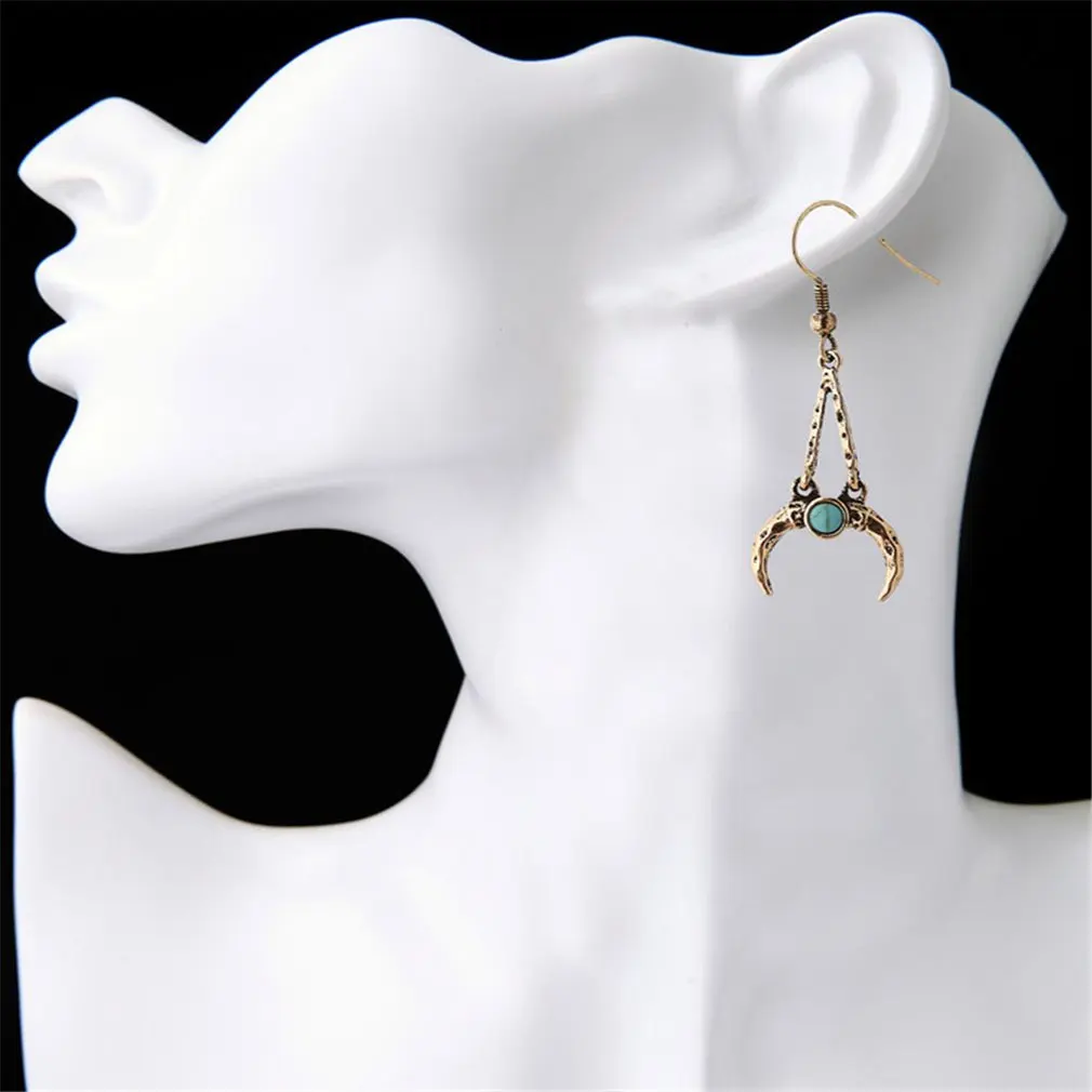 Винтажные Женские Висячие серьги в форме полумесяца роскошные серьги-подвески с