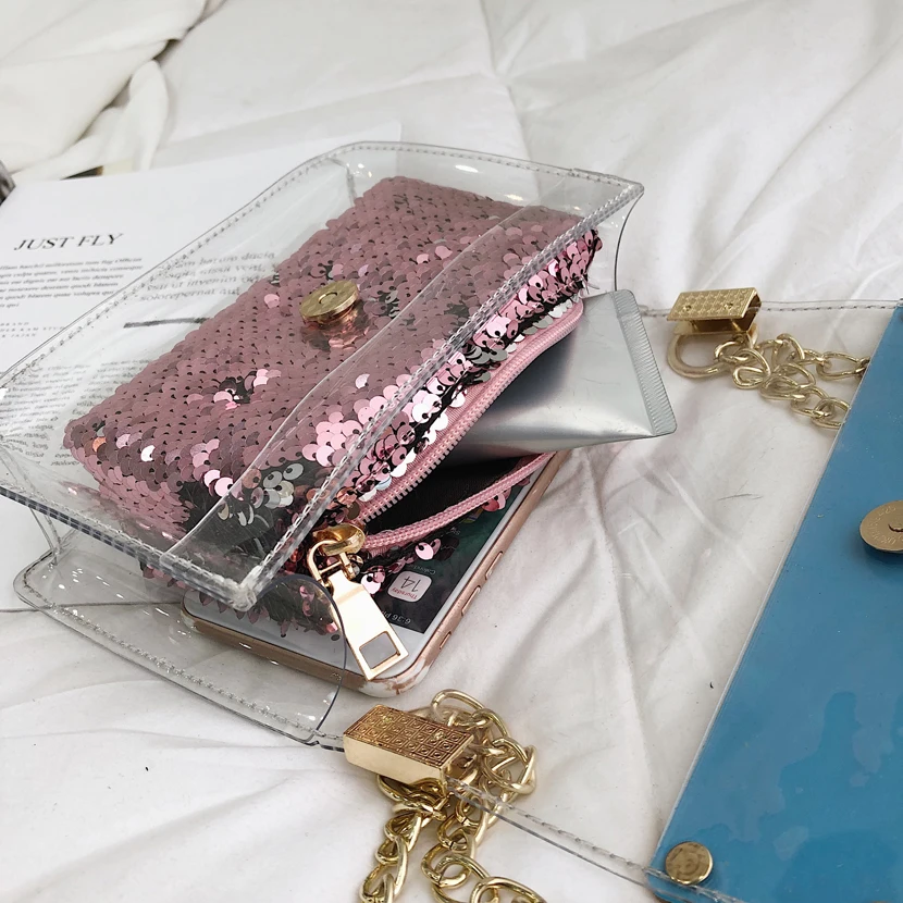 Модные прозрачные сумки через плечо для женщин люксовый бренд ПВХ сумка простая