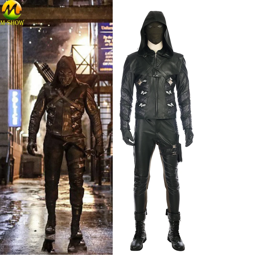 

Arrow Season 5 Prometheus Cosplay Costume Adrian Chase Prometheus Cosplay Luxious Faux Leather Outfit for Halloween Custom Made