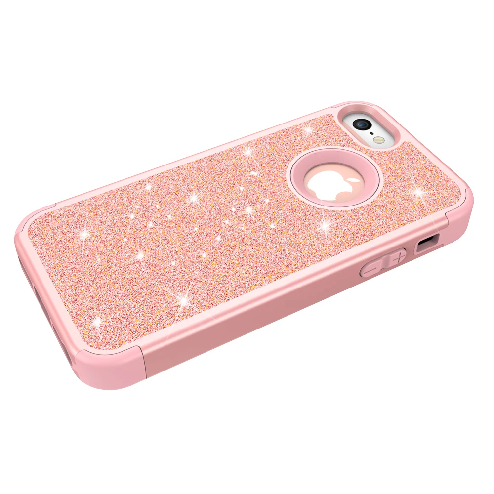 Luxury Bling Case For iPhone 5 5S Armor Shockproof Glitter Sparkle Cover Soft Silicon PC Hybrid Protect Phone for SE |