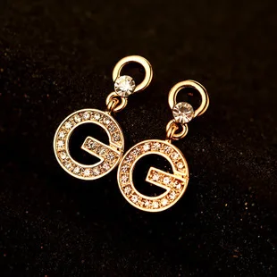 Брендовые Роскошные модные золотые серьги-гвоздики с буквенным принтом большие