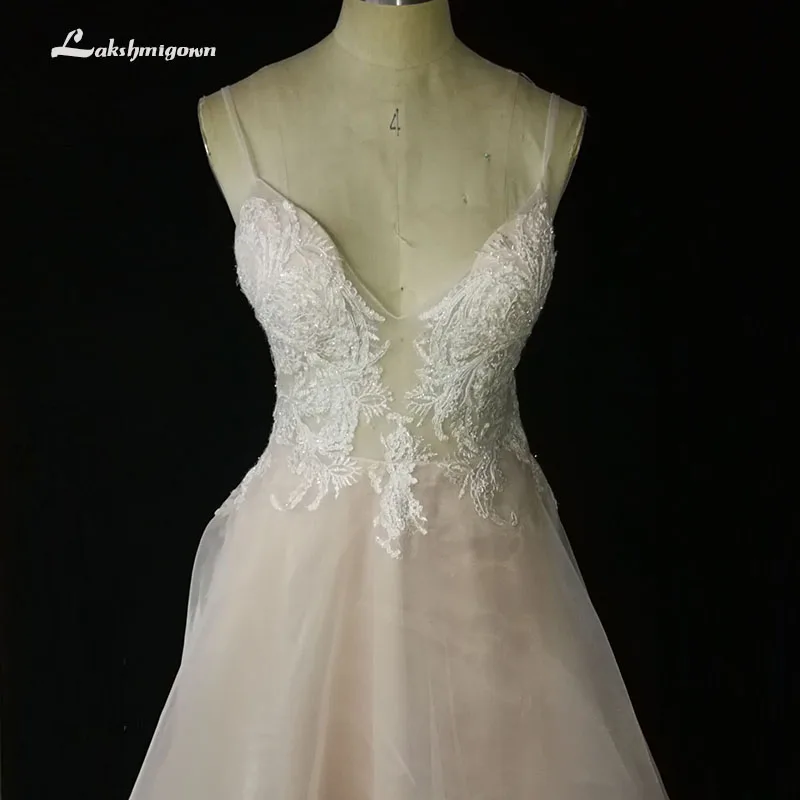 

Sexy Deep V-neck A-line Wedding Dresses Tulle Open Back Mini Bridal Gowns with Pearls gelinlik Custom Made
