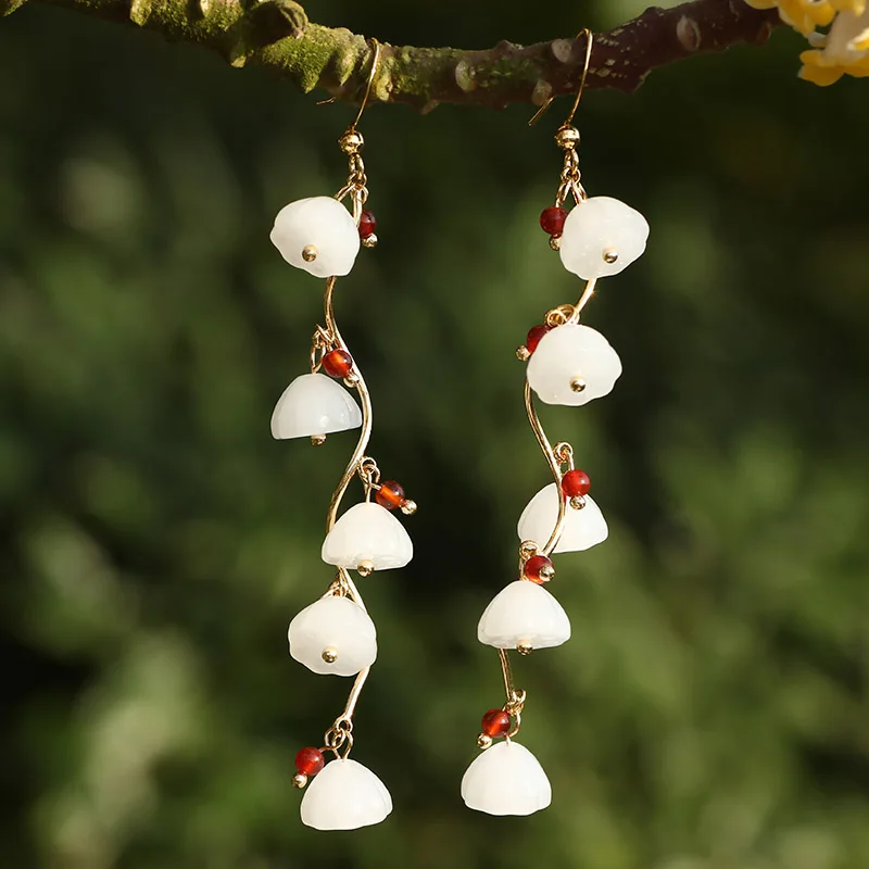 Женские серьги-подвески FARLENA Винтажные серьги с полудрагоценными камнями в