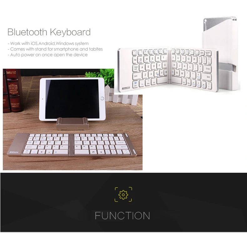 B. O. W светильник и Портативный Сложенный Bluetooth клавиатура, Алюминиевый металлический беспроводной чехол для мини-клавиатуры для планшета/iPad/iPhone 8 7