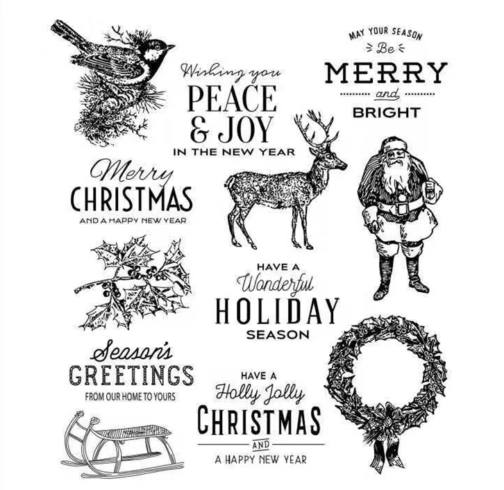 Merry christmas чистый штамп для скрапбукинга прозрачный силиконовый резиновый DIY Фотоальбом Декор A197