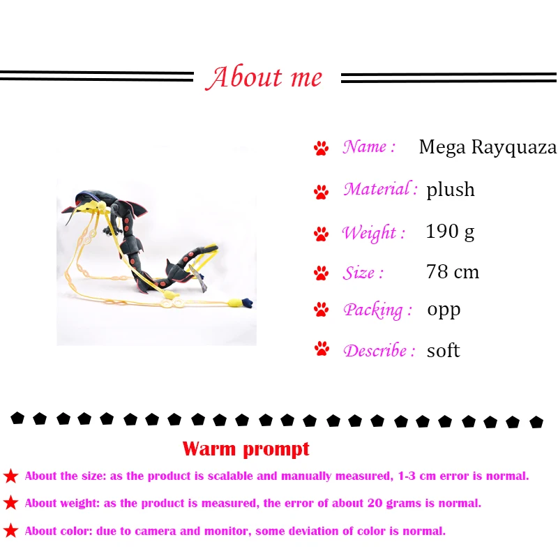 4 styles Mega Rayquaza Black Rayquaza Animal Plush Peluche Doll With Skeleton Soft Stuffed Hot Toy Christmas Gift For Children