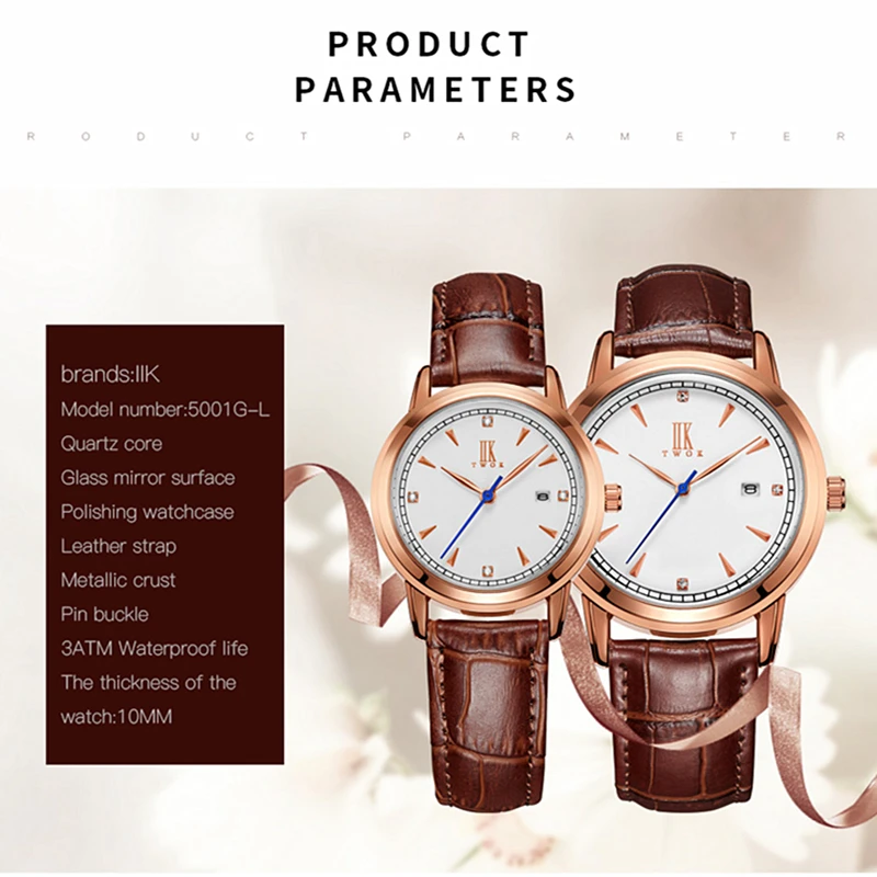 Fashion Couple Watch Leather Strap Waterproof Quartz Unisex Simple Style Auto Date Lovers Casual Male Female Clock | Наручные часы
