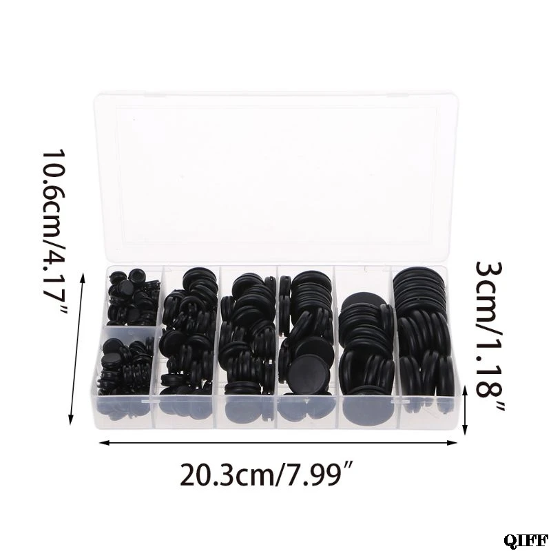 170Pcs Rubber Grommets Assortment Fire Wall Electrical Wire Gasket Kit Firewall Hole Plug Set Jun20