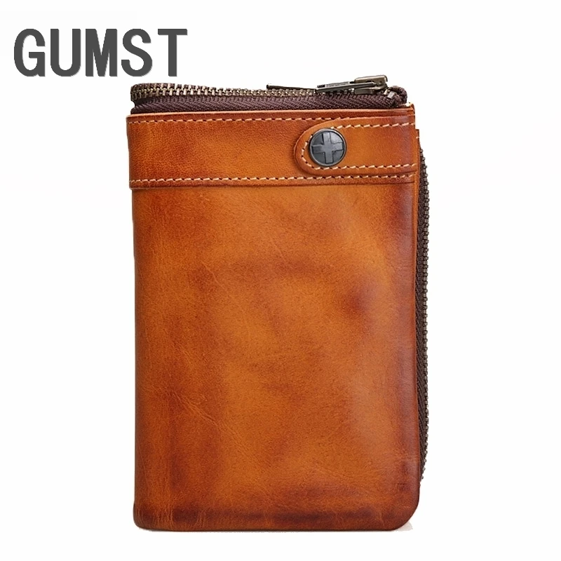 Бумажник GUMST мужской из натуральной кожи винтажный клатч с кредитницей и