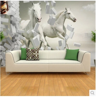 

Mural Large 3D sofa TV background 3D wallpaper murals of the galloping horse bedroom 3D wallpaper