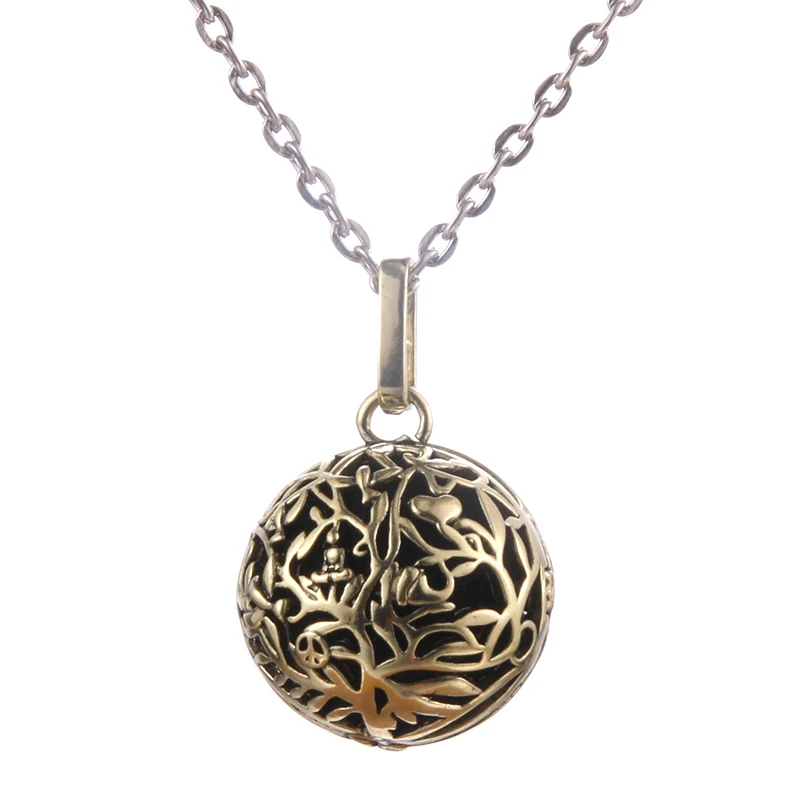 Lotus Guanyin Music Ball Bell Aromatherapy Locket Pendant Necklace Charm Perfume Essential Oil Diffuser Woman Gift Jewelry