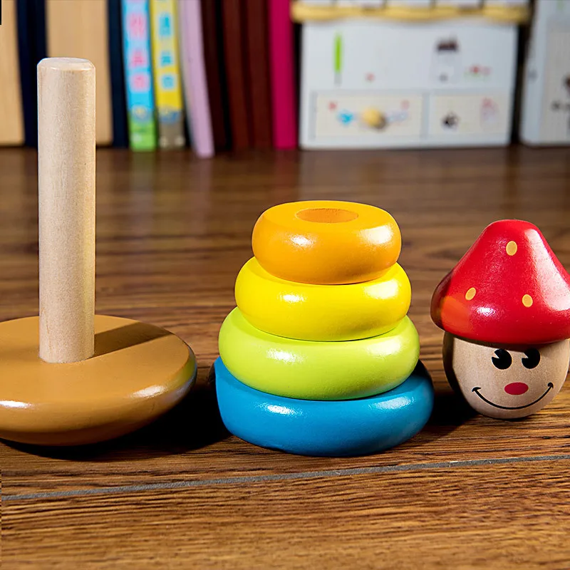 DDWE Цвет Радуга укладчик блоки клоун тумблер деревянная игрушка цвет ful Tower