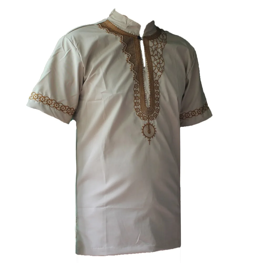 Африканская мода вышивка мужские Дашики Топы с коротким рукавом этнические