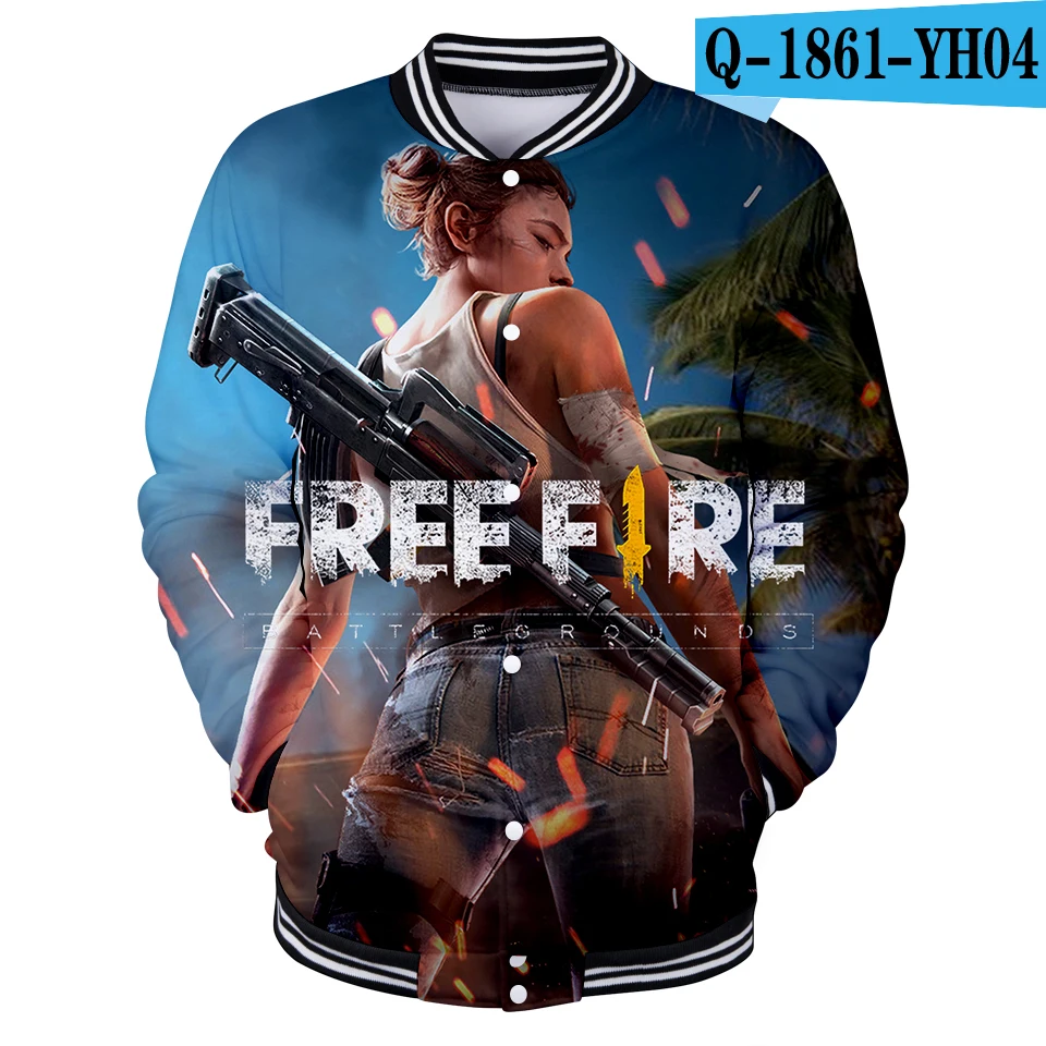 Frdun Tommy 3D Free Fire бейсбольная куртка Kpop Стиль Повседневный мягкий v-образный вырез Горячая игра колледж Стиль Плюс Размер куртка - Цвет: Q1861