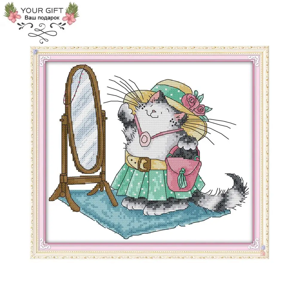 

Joy Sunday DA113 14CT 11CT Counted and Stamped Home Decor A Make-up Cat Needlework Needlepoint Embroidery DIY Cross Stitch kits