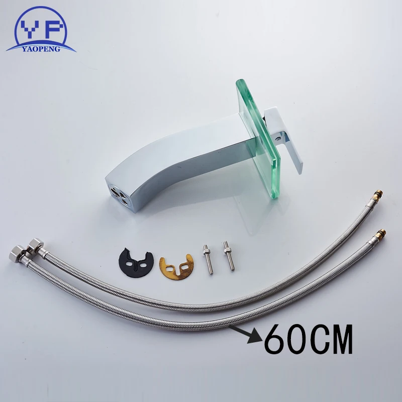 YAOPENG Водопад кран горячей и холодной меди ванная комната креативный закаленное