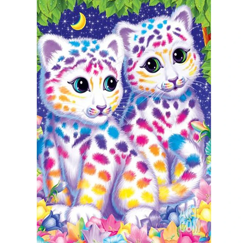 

Full Drill 5D DIY Round Diamond Painting Diamond Embroidery Colorful Spotted Cats Pattern Cross Stitch Wall Stickers Needlework