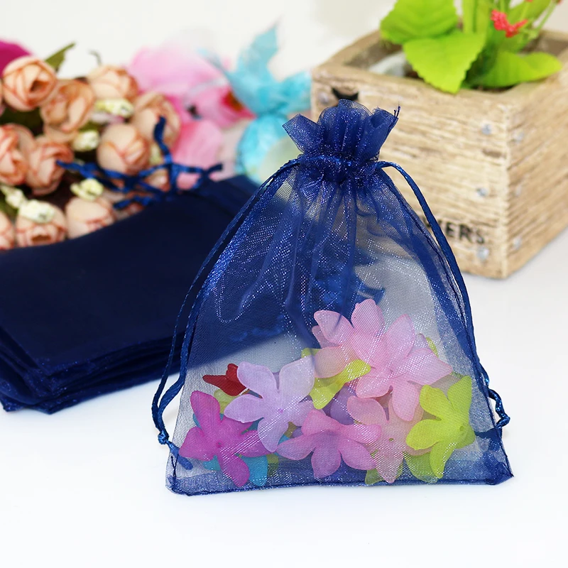 Free Shipping 100pcs Navy Organza Bags 15x20cm Drawstring Gift Bag Favor Wedding Bracelet Gifts Jewelry Packaging Pouches | Украшения и