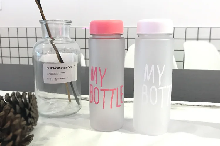 My Bottles, матовая пластиковая Спортивная бутылка для воды, термостойкая, герметичная, корейский стиль, поликарбонат, 500 мл, модная бутылка