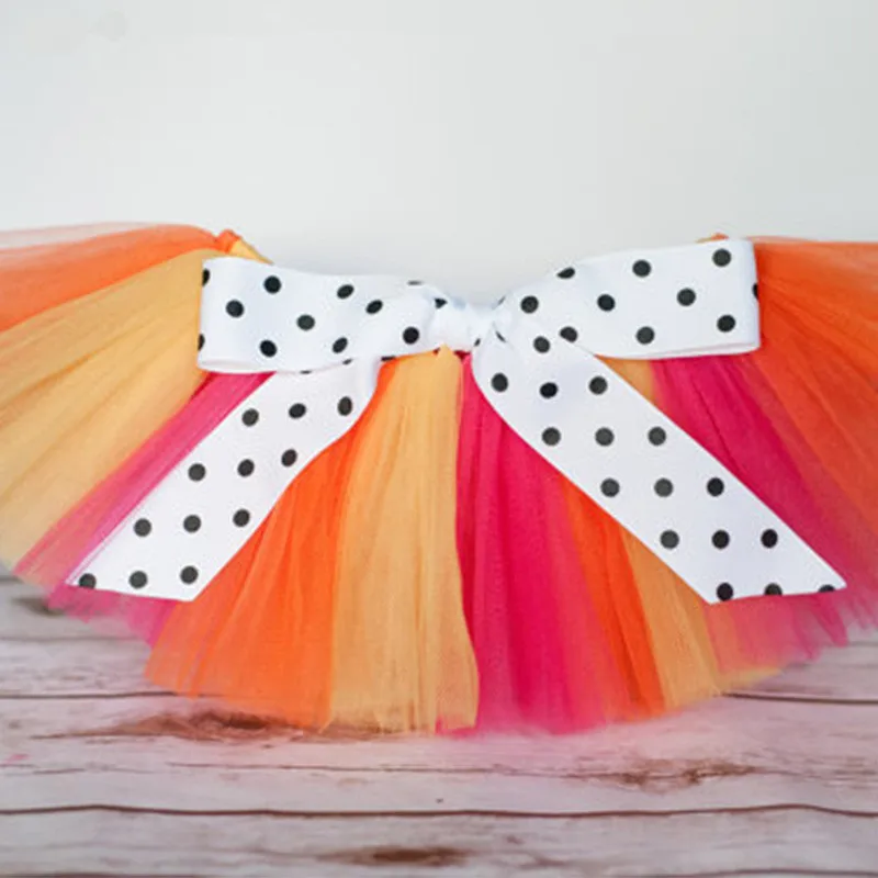 Разноцветные детские юбки ручной работы 100% пушистые с бантом в горошек для