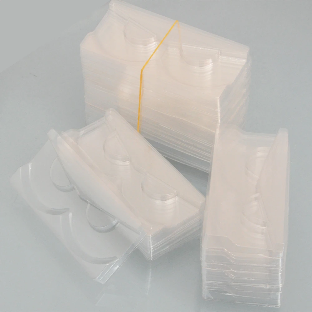 100pcs wholesale clear lashes trays holder for 25mm mink eyelashes plastic acrylic tray eyelash packaging box rectangle case | Красота и