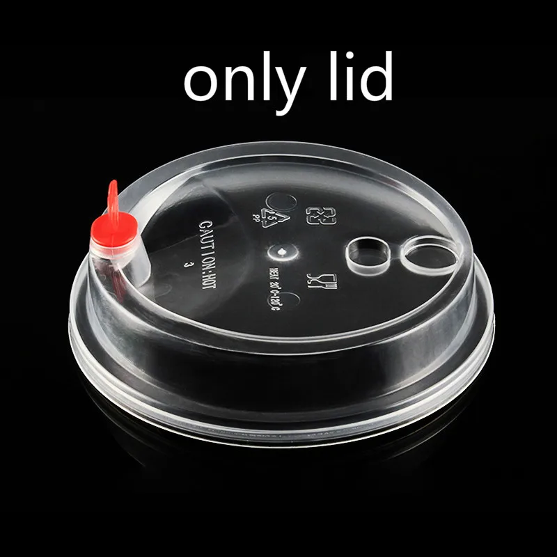 only lid 50 шт. 93 калибра U форма креативный милый одноразовый прозрачный стаканчик 500 мл 700 мл холодный напиток для сока молока чай пластиковые кружки с крышками - Цвет: only lid
