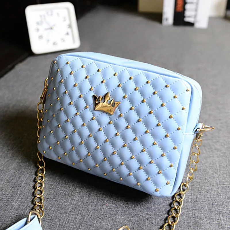 

Fashion Lady Messenger Bag Crown Rivet Chain Shoulder Bag Leather Messenger Bag Carteras Mujer De Hombro Bolsos#JJ