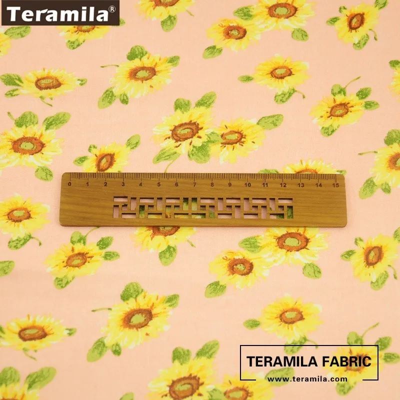 Teramila Cotton Poplin Fabric Light Pink Fat Quarter Meter Cloth Tissue Printed Sunflower Pattern Patchwork For Sewing Crafts|fat quarters|cotton