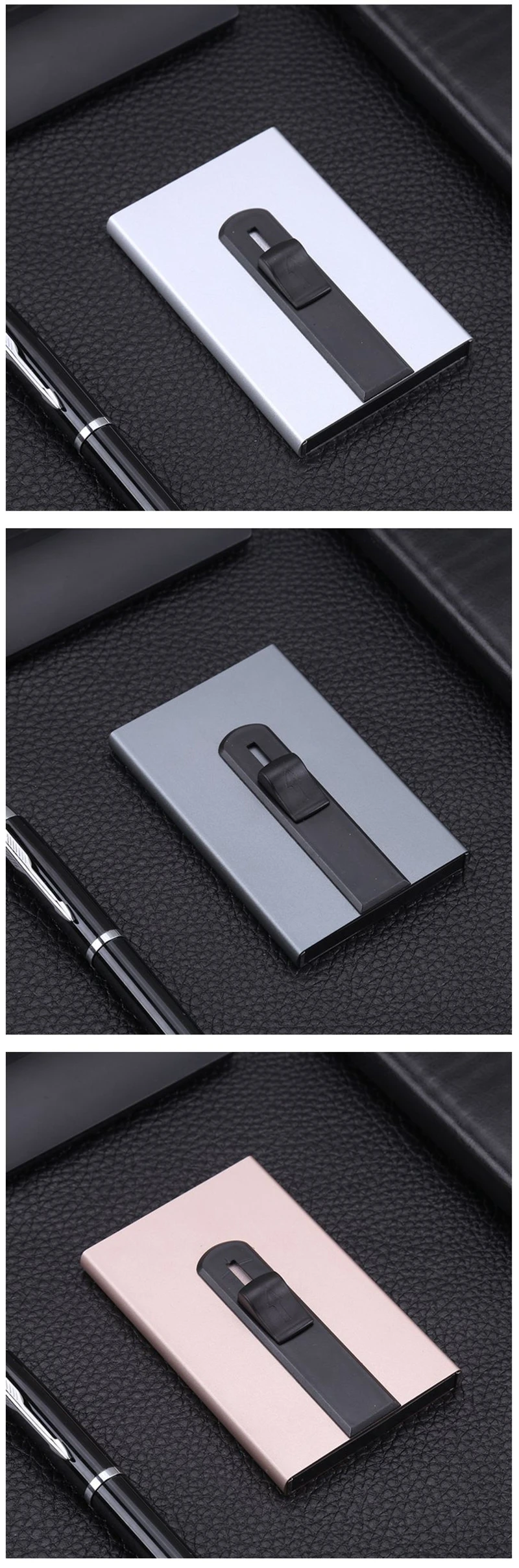 Винтажный Тонкий RFID блокирующий держатель для карт s Mini ID Кредитная карта защитный чехол алюминиевый автоматический скользящий бизнес-держатель для карт