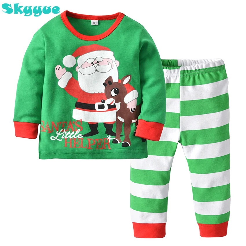 Kids Boys Sleepwear Pajamas Child Cartoon long sleeve T-shirt+Pants christmas pajamas Nightwear New Year autumn/winter | Детская одежда