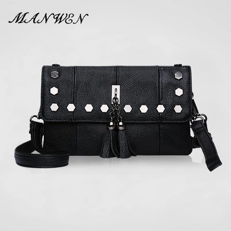 2017 Черный кисточкой конверт сумки на плечо для Для женщин Повседневная Клатчи